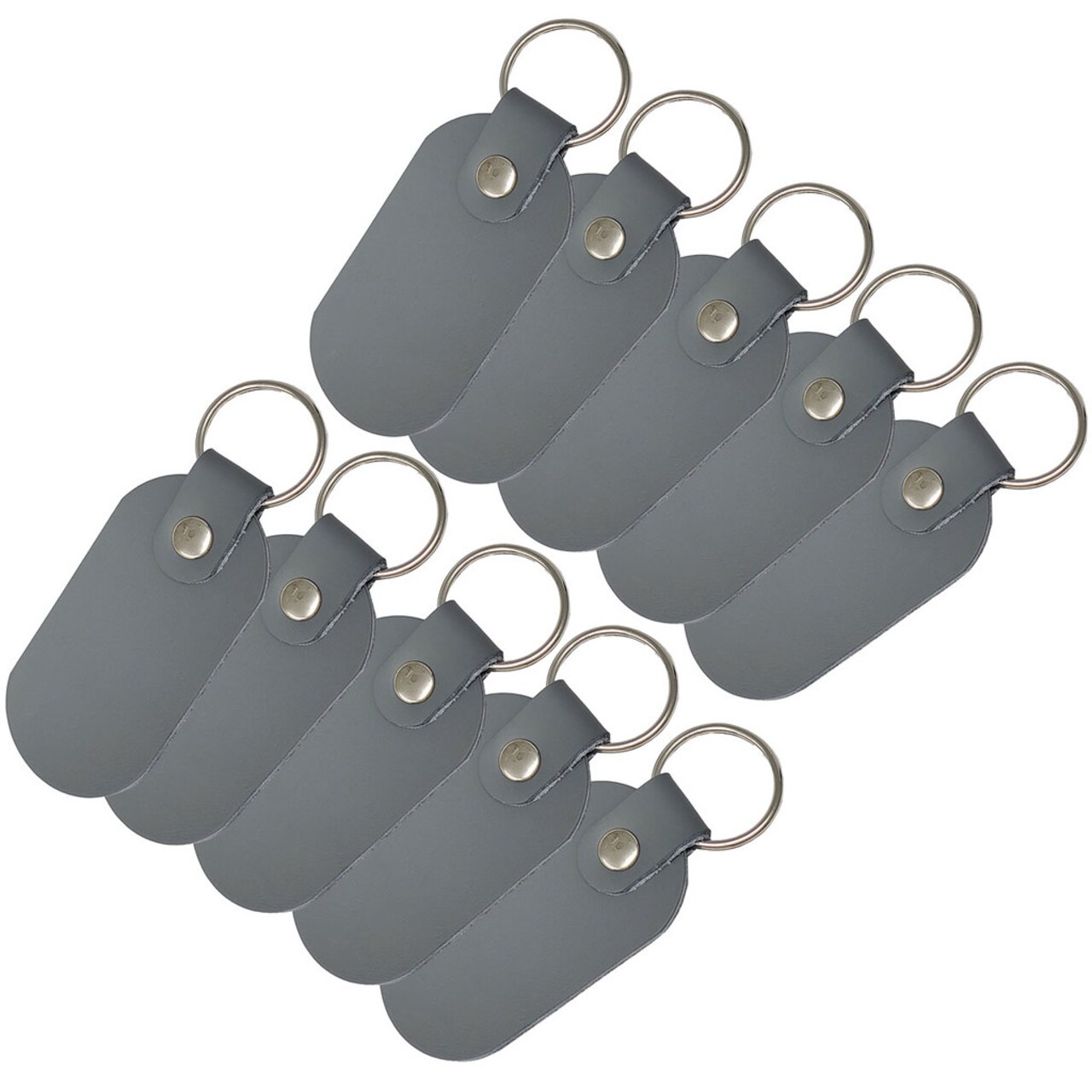 Oval Leather Keychains Kit – Full-Grain Latigo, 10-Pack, Engraving & Foil Stamping Ready, DIY Personalized Keyrings